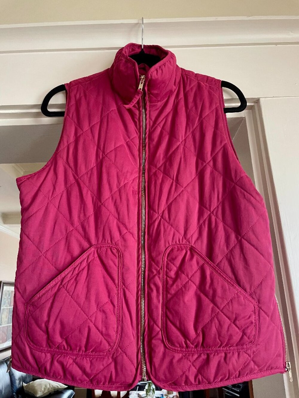 Mi Ami Cherry Red Quilted Vest with side zips - S
